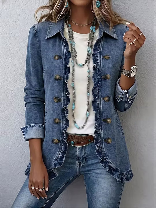 Veste Fleurie à Ourlet Festonné